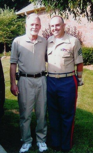 nickjim.jpg - Jim Clark and Great/Nephew, Nick Bennett. Nick is one of the few Good Men that the Marines needed.